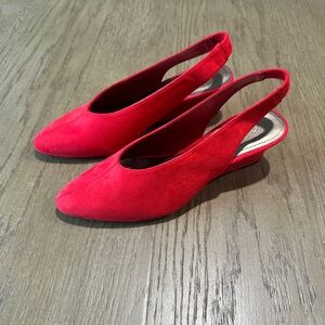 Amelia Grace Jayla Women’s Slingback Wedge Shoes Size 8 Red